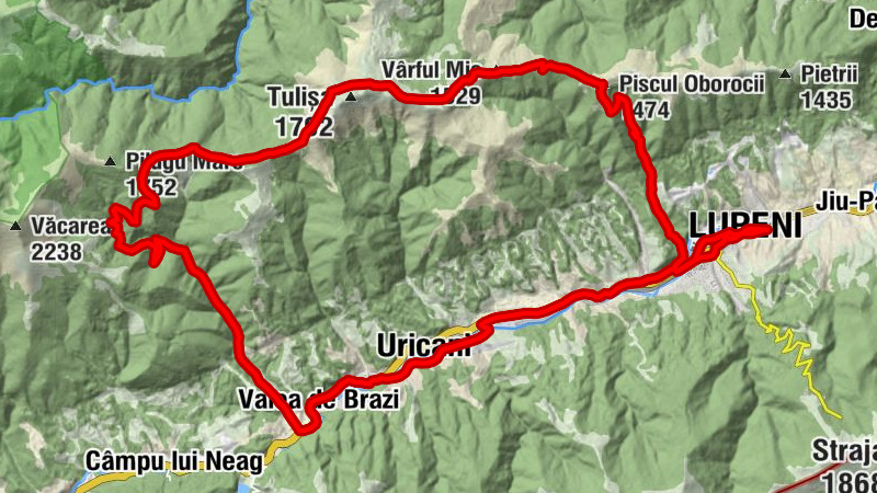 Halta Lupeni - Piscul Oborocii - Vârful Mic - Curmătura Tulișa