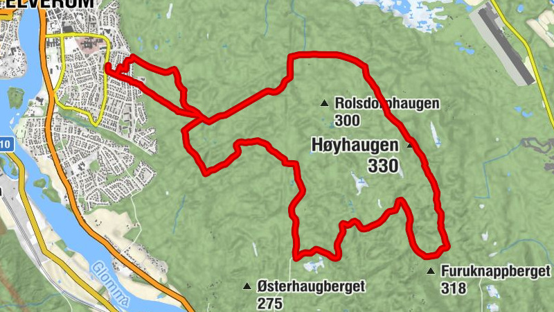 Elverum - Fjeldsetlia - Revberget - Høyhaugen