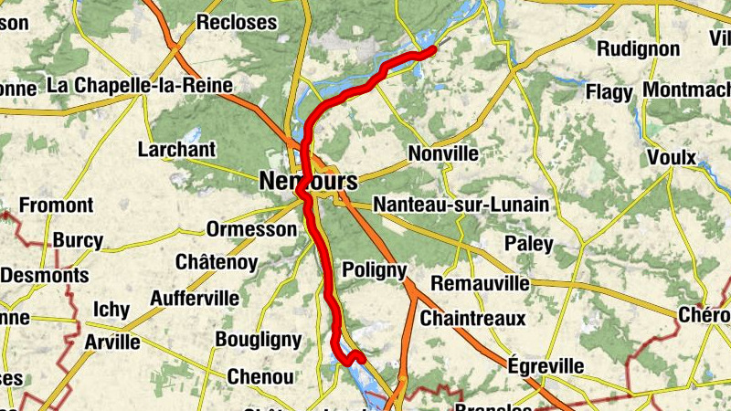 Souppes - Château-Landon - Bagneaux-sur-Loing - Chaintréauville - Nemours