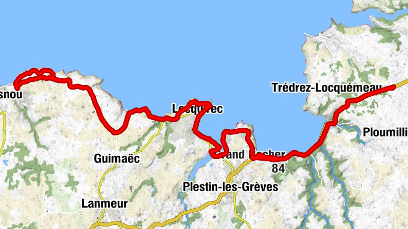 La croix rouge - Grand Rocher - Chapelle Saint-Efflam - Église Saint-Jacques