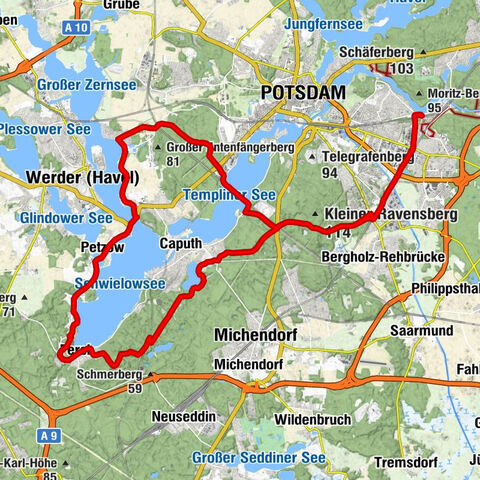 Potsdam Süd - Wietkiekenberg - Mierenberg - Potsdam Medienstadt Babelsberg