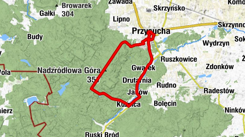 Przysucha - Kościół pw. Świętego Jana Nepomucena - Hamernia - Nadźródłowa Góra