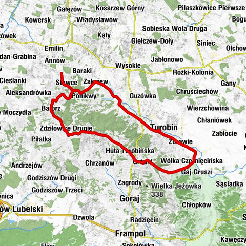 Stawce-Kolonia - Kaplica pw. Matki Bożej Różańcowej - Kościół pw. Narodzenia Najświętszej Maryi Panny - Meczkowa Góra