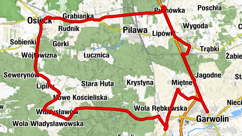 Garwolin - Nadleśnictwo Kotwica - Hotel Ostoja - Osieck