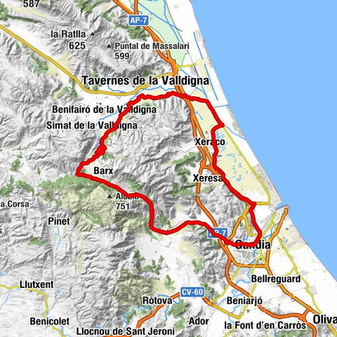 Gandia - Coll de la Visteta - Tavernes de la Valldigna
