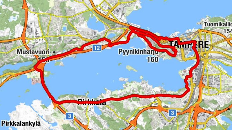 Koskipuisto - Pispalan kirkko - Pyynikinharju - Kyttälä