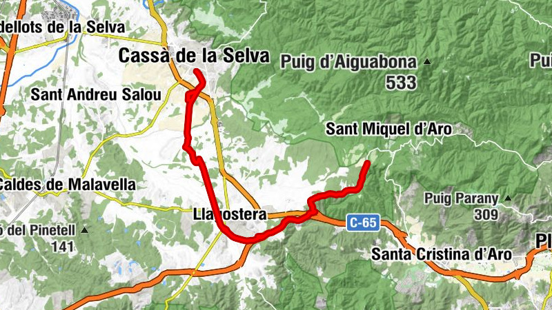 Sant Ampèlit - Fonollerons - Llagostera - Cassà de la Selva