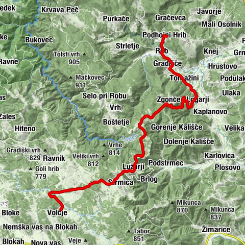 Podhojni Hrib - Rob - Dolščaki - Gradišče