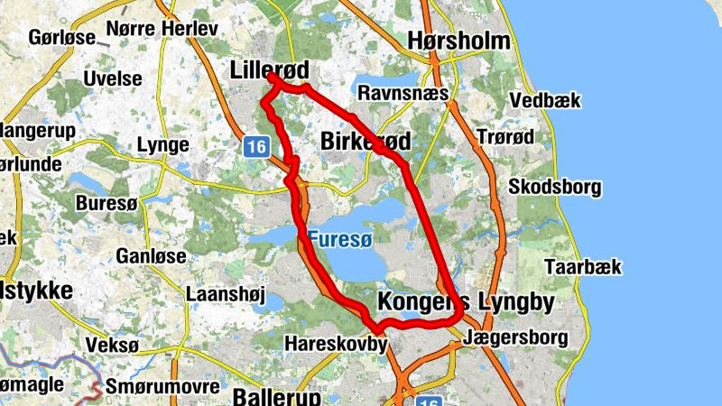 Allerød - Lillerød - Farum - Lyngby Kirke