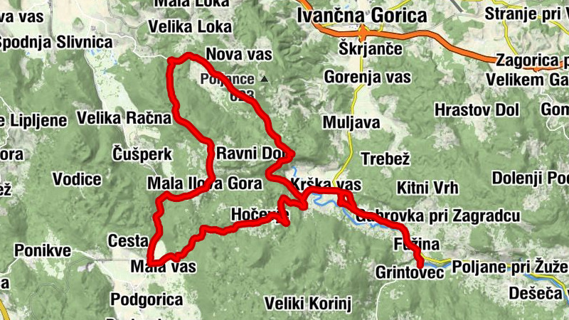 Grintovec - Zagradec - Fužina - Dečja vas pri Zagradcu