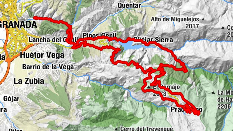 Granada - Cenes de la Vega - Collado de las Sabinas - Collado del Diablo