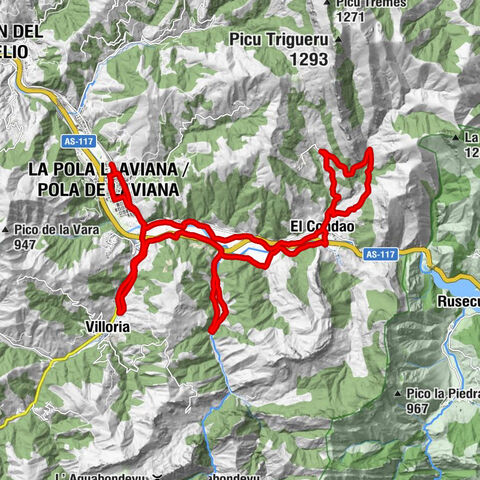 Pola de Laviana - La Pola Llaviana / Pola de Laviana - El Puente de la Chalana - Iglesia de San Martin de Llorio