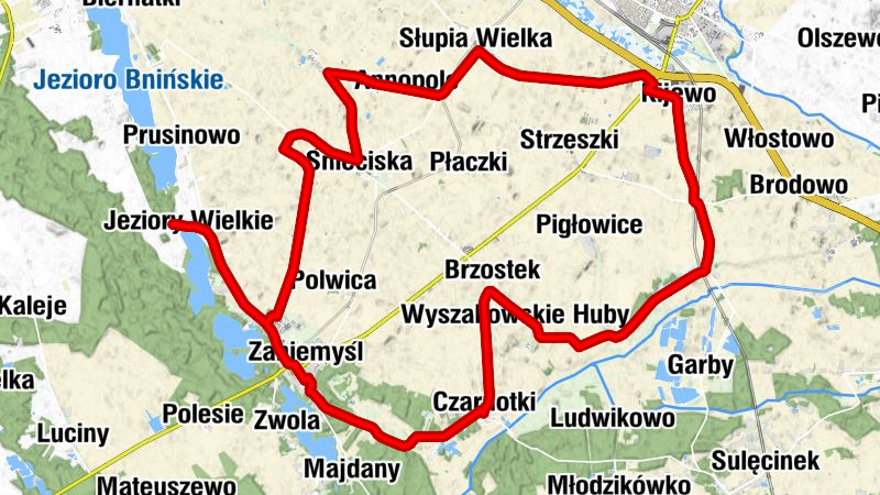 Jeziory Wielkie - Jeziory Małe - Kościół Św. Jadwigi Śląskiej - Środa Wielkopolska