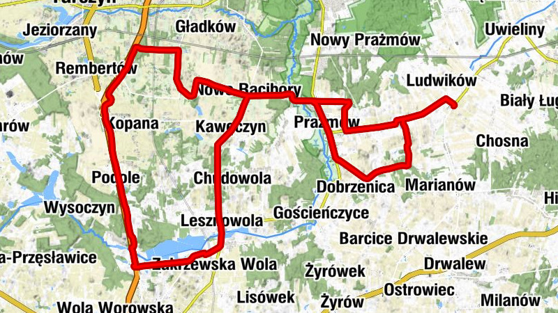 Wola Wągrodzka - Ludwików - Wola Prażmowska - Błonie
