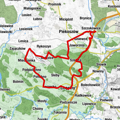 Górki Szczukowskie - Przełęcz Pod Belnią - Kościół pw. Świętej Marii Magdaleny - Kościół pw. Matki Bożej Anielskiej w Polichnie