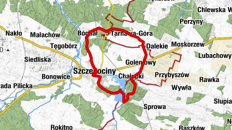 Szczekociny - Czarny Las - Kaplica Matki Boskiej Różańcowej w w Tarnawej Górze - Kościół pw. Świętego Bartłomieja Apostoła w Szczekocinach