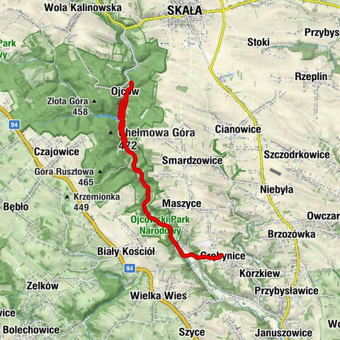 Grębynice - Prądnik Korzkiewski - Prądnik Ojcowski - Prądnik Czajowski