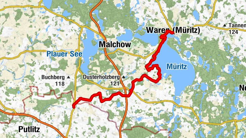 Meyenburg - Röbel/Müritz - Kirche Sietow - Waren (Müritz)