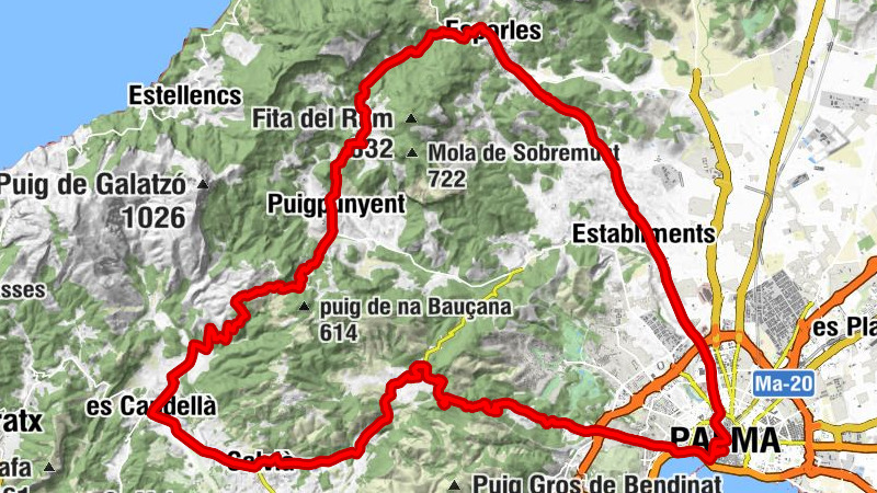 Canamunt - La Puríssima - coll des Molí de Vent - coll d'en Portell