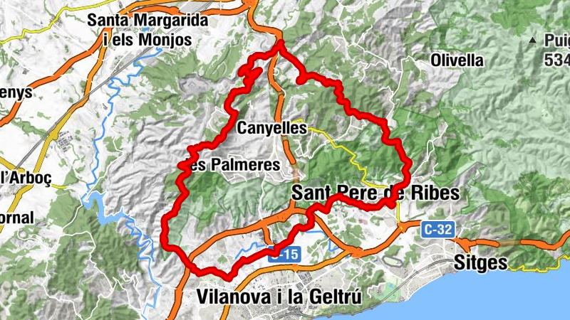 Sant Pere de Ribes - Penya de l'Escofet - Puig de l'Àliga - Turó de les Tres Partions