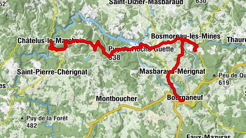 Bourganeuf - Église de la Décollation-de-Saint-Jean-Baptiste - Puy de Roche Guette - Châtelus-le-Marcheix