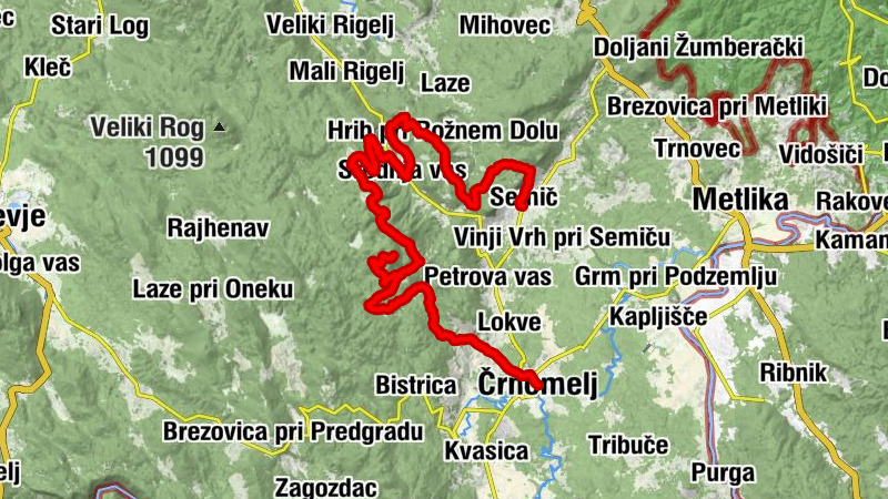 Semič - Sv. Ilija - Planinski dom na Mirni gori - Črnomelj