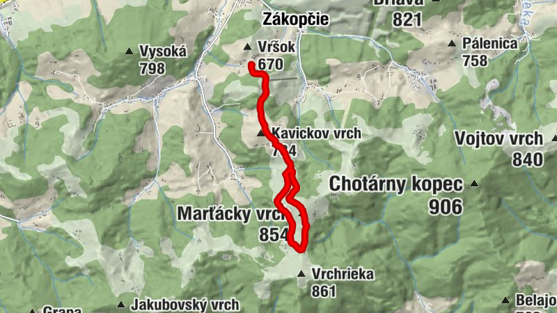 Zákopčie - Kavickov vrch - Marťácky vrch - Zákopčie-Petránky