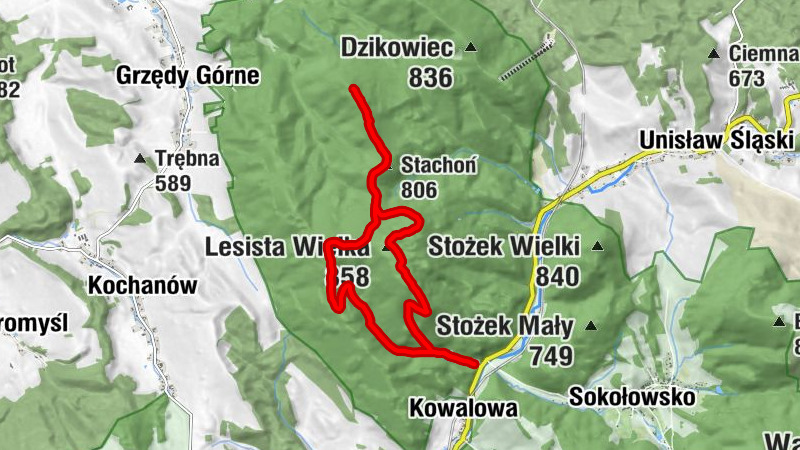 Ługowina - Wysoka - Lesista Wielka - Gościniec Kowalova