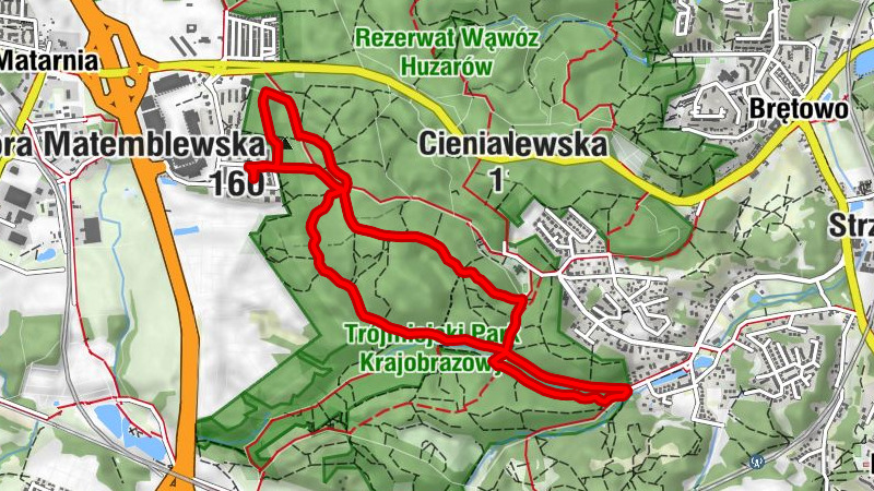 Brętowo - Góra Matemblewska - Złota Karczma - Matemblewo