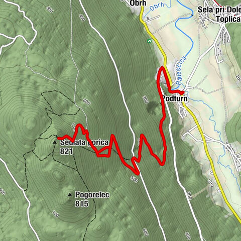 izvir Radeščice - Sedlata gorica - Podturn