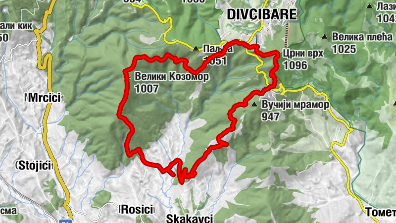 Тометино Поље - Црни врх - Велики Козомор - Мрчићи