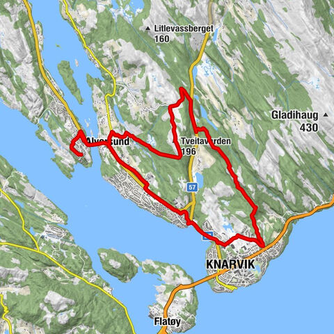 Alversund - Tveitavarden - Knarvik - Alver