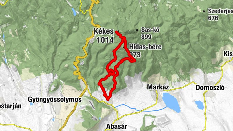 Kékestető - Pálosvörösmart - Hidas-bérc - Hidas-nyereg