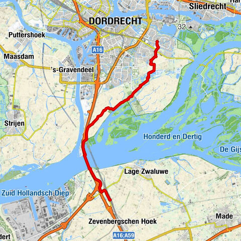 Lage Zwaluwe > Moerdijkbrug > Hollandse Biesbosch > Dordrecht Stadspolders
