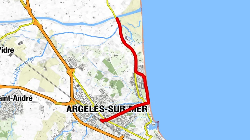 EUROVELO 8 (en direction des plages d’Argelès -> Elne -> St Cyprien)