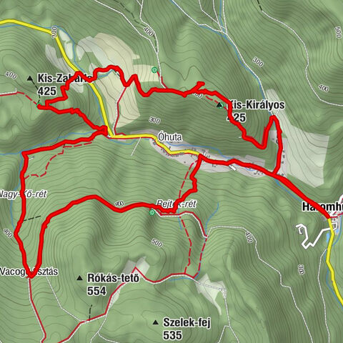 Háromhuta – Nagy-Kő-Rét – Kis-Zabarla – Kis-Királyos – Háromhuta