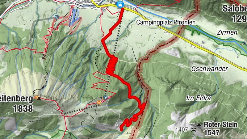 Ski route to the Aggensteinlift