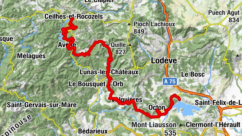 SENTIER DES 2 LACS: DE CEILHES À LA BAIE DES VAILHÉS - GR® DE PAYS ENTRE DEUX LACS AVÈNE - SALAGOU