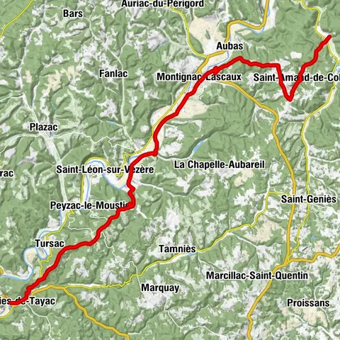 La Vézère à vélo, itinéraire cyclable des Eyzies à Coly-Saint - Amand