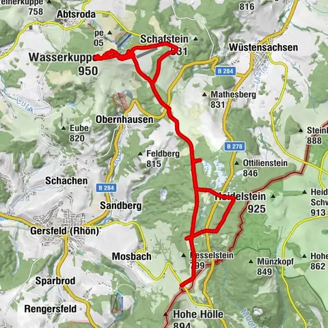 E-MTB, Rhön v.PP-Schwedenwall  zur Wasserkuppe u.zurück üb Rotes Moor  z.PP