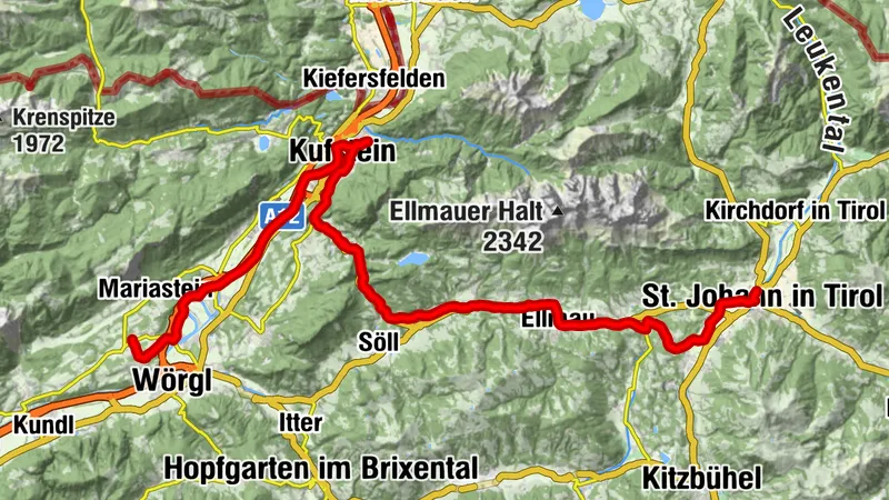1. Etappe: KAT-BIKE LIGHT SPORTLICH: Angerberg - St. Johann in Tirol