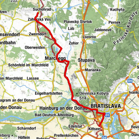 EV13 Etappe 10: Mannersdorf - Bratislava