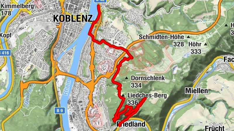 Rheinsteig 10. Etappe Koblenz-Ehrenbreitstein - Niederlahnstein (Nord-Süd)