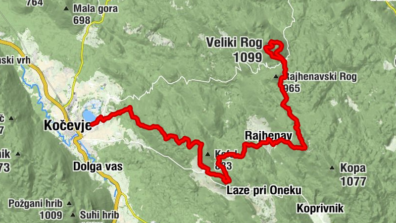 Dolenjske Toplice - Veliki Rog - Šušnjar - Kočevje