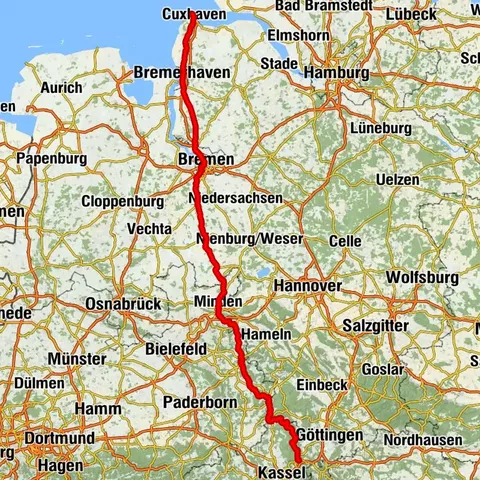 Weser-Radweg Gesamtstrecke