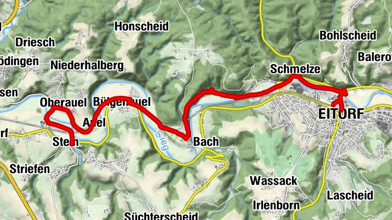 Radweg Sieg - Etappe 2: Eitorf bis Stadt Blankenberg