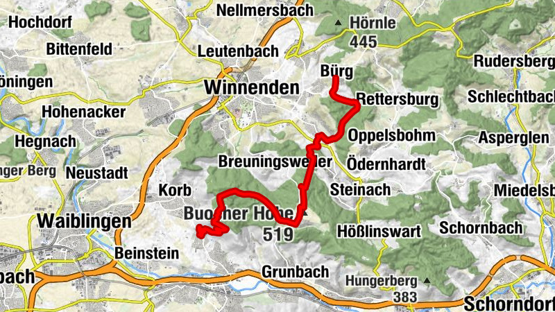 Georg-Fahrbach-Weg 5. Etappe, Bürg - Kleinheppach