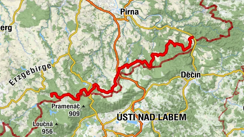 Cyklotrasa Saská středohorí Bad Schandau až Holzhau