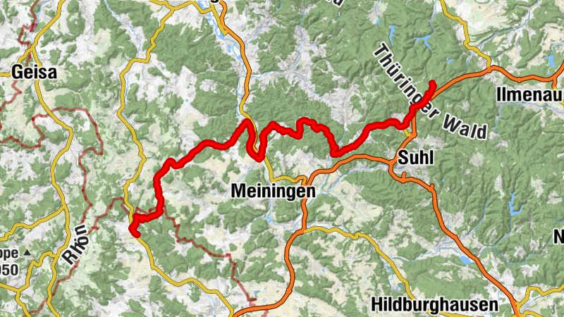 Long-distance cycle route - Rhön-Rennsteig cycle route - From Oberhof to Fladungen