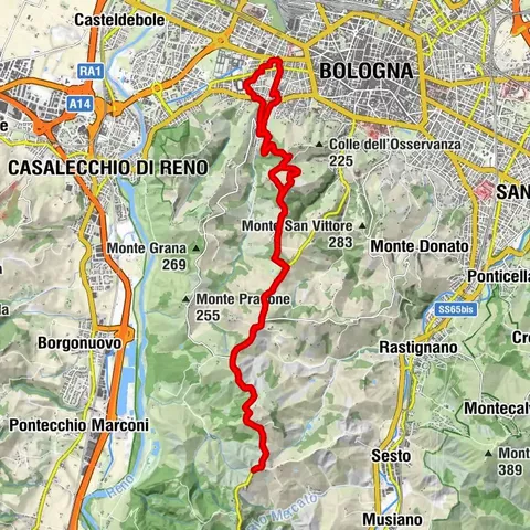 da via Sabotino (Bologna) al Monumento dei Caduti di Sabbiuno.